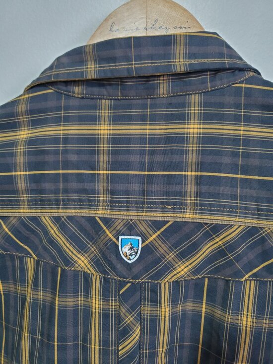 KUHL Eluxur Long Sleeve Pearl Snap Button Down Shirt Black Gold Men's Medium - Picture 10 of 16